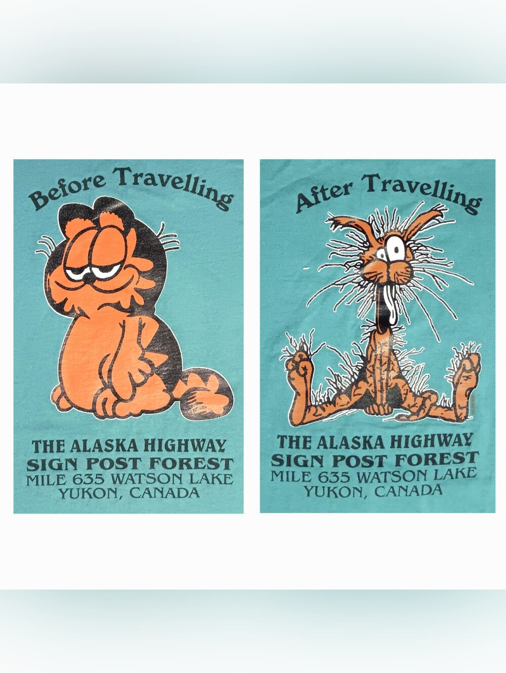 vintage single stitch Garfield t-shirt Ice Road Truckers Alaska Turquoise Green